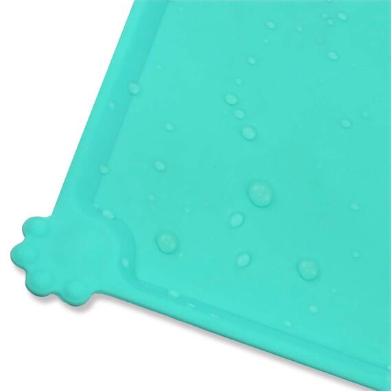 Joytale Silikon-Futtermatte für Hunde, rutschfeste wasserdichte Futtermatte mit erhöhtem Rand für Hunde und Katzen,47 x 30cm,Türkis