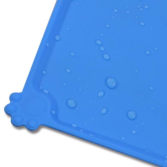 Joytale Silikon-Futtermatte für Hunde, rutschfeste wasserdichte Futtermatte mit erhöhtem Rand für Hunde und Katzen,47 x 30cm, Blau