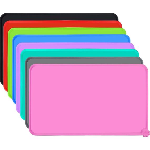 Joytale Silikon-Futtermatte für Hunde, rutschfeste wasserdichte Futtermatte mit erhöhtem Rand für Hunde und Katzen,53 x 37cm, Rosa
