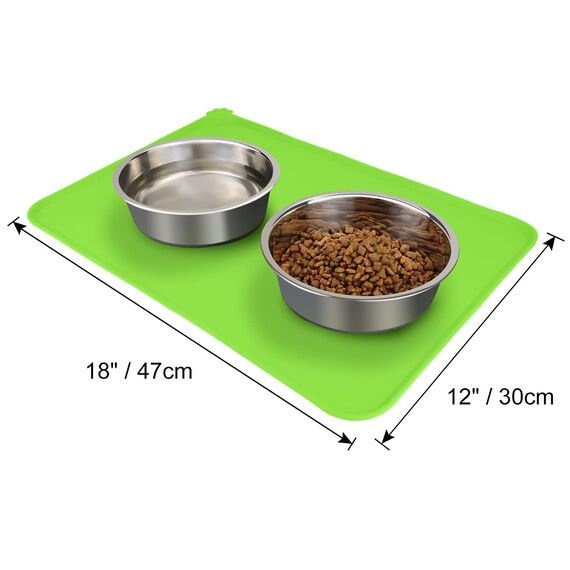 Joytale Silikon-Futtermatte für Hunde, rutschfeste wasserdichte Futtermatte mit erhöhtem Rand für Hunde und Katzen,47 x 30cm,Grün