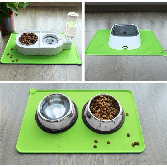 Joytale Silikon-Futtermatte für Hunde, rutschfeste wasserdichte Futtermatte mit erhöhtem Rand für Hunde und Katzen,47 x 30cm,Grün