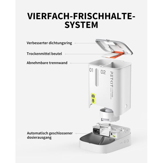 PETKIT Futterautomat Katze 2 Näpfe Mit Kamera, Futterautomat Katze,5L Katzen Futterautomaten,Automatischer Futterspender für Katze und Hund,KI Funktion,1-10 Mahlzeiten/Tag, 1-30 Portionen
