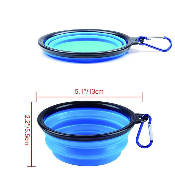 Faltbar Reisenapf Napf für Hunde und Katzen, 1 Sets Faltbarer Silikon Hundenapf Reisen Futter Tragbarer Wassernapf Trinknapf Futternapf für Haustiere