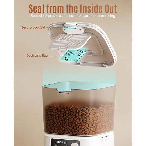 oneisall 3.5L Futterautomat Katze, WiFi Intelligenter Katzenfutter Automat, APP-Steuerung, 1-10 Mahlzeiten pro Tag, Futterspender für Katzen/Hunde, mit Edelstahlnapf