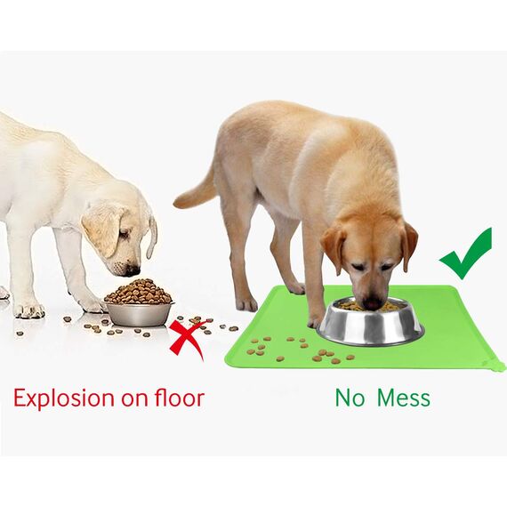 Joytale Silikon-Futtermatte für Hunde, rutschfeste wasserdichte Futtermatte mit erhöhtem Rand für Hunde und Katzen,47 x 30cm,Grün