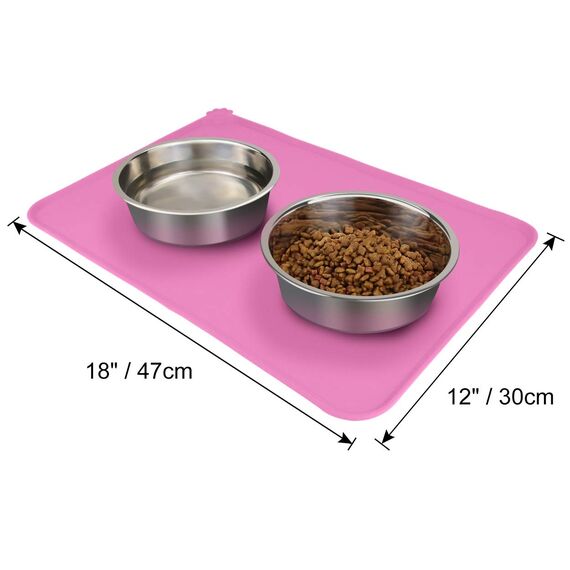 Joytale Silikon-Futtermatte für Hunde, rutschfeste wasserdichte Futtermatte mit erhöhtem Rand für Hunde und Katzen,47 x 30cm, Rosa