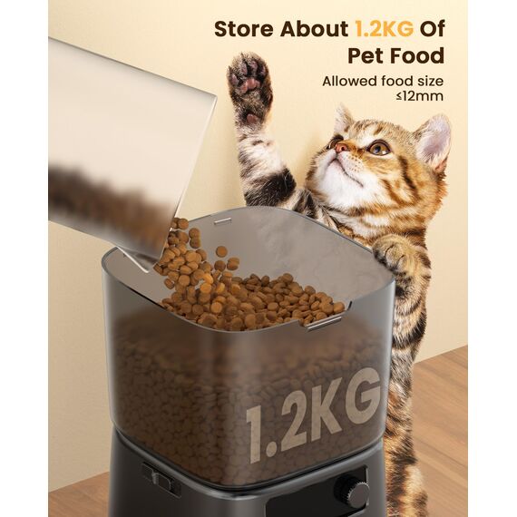 oneisall 3.5L Futterautomat Katze, Katzenfutter Automat mit Programmierbarem Timer, 1-6 Mahlzeiten pro Tag, Futterspender für Katzen/Hunde, mit Edelstahlnapf