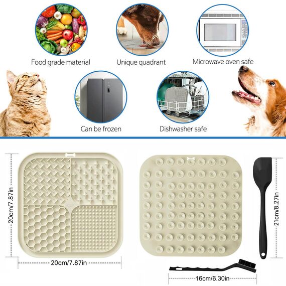 Leckmatte für Hunde und Katzen mit Saugnäpfen, langsames Füttern, Lecken für Angstzustände, Hundespielzeug, Fütterungsmatte für Butter, Joghurt, Erdnuss, Haustier-Badetrainingsmatte, 20 * 20cm