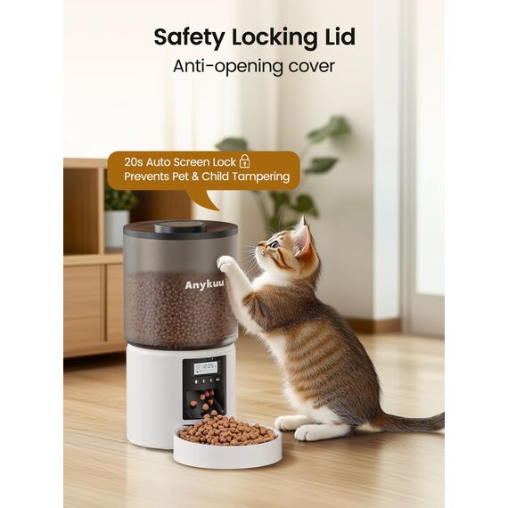 Anykuu Futterautomat Katze & Hund 4L Pet Feeder Cat mit Timer & Portionskontrolle 1-6 Mahlzeiten pro Tag Trockenfutterspender Hunde mit 10s Aufnahmefunktion für Kleine/Mittlere Haustiere