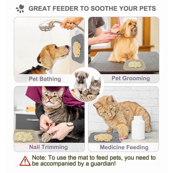 Leckmatte für Hunde und Katzen mit Saugnäpfen, langsames Füttern, Lecken für Angstzustände, Hundespielzeug, Fütterungsmatte für Butter, Joghurt, Erdnuss, Haustier-Badetrainingsmatte, 20 * 20cm