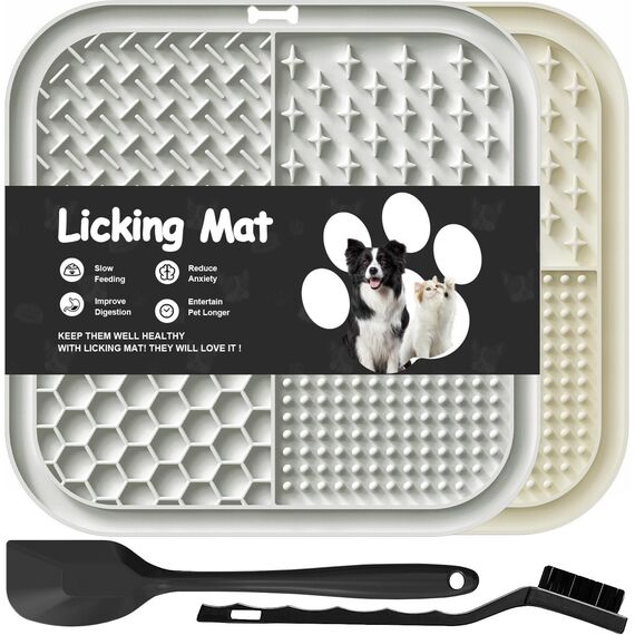 Leckmatte für Hunde und Katzen mit Saugnäpfen, langsames Füttern, Lecken für Angstzustände, Hundespielzeug, Fütterungsmatte für Butter, Joghurt, Erdnuss, Haustier-Badetrainingsmatte, 20 * 20cm