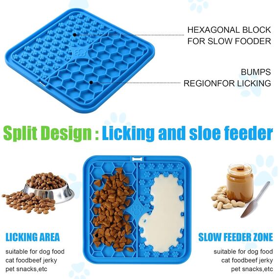 Schleckmatte Hund, Premium Leckmatte Hund mit Saugnapf für Linderung von Hundeangst, Leckmatte für Hunde für Baden, Pflegen und Training für Welpen
