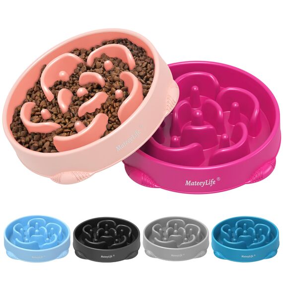 Mateeylife Hundenapf, Anti Schling Napf Hund für MittelgroßE und GroßE Hunde, Slow Feeder Hund FöRdert Eine Gesunde Verdauung, 2 Stück Große, Rosa und Rosarot