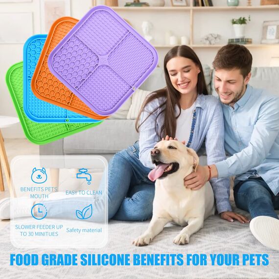 Schleckmatte Hund, Premium Leckmatte Hund mit Saugnapf für Linderung von Hundeangst, Leckmatte für Hunde für Baden, Pflegen und Training für Welpen (Leckmatte-4pcs, Groß)