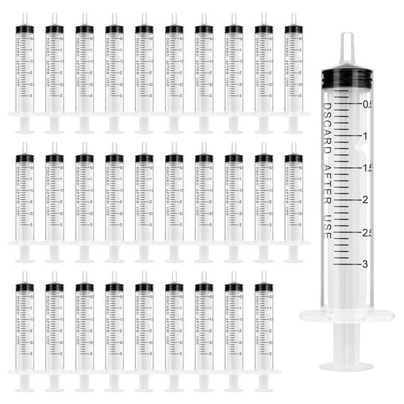 OFFCUP Kunststoff Spritze, 30 Stück Einwegspritzen 3ml, Futterspritze, Plastiktube, für Kleine Haustierfütterung Motoröl oder Bremsflüssigkeit [Nicht medizinische Verwendung]