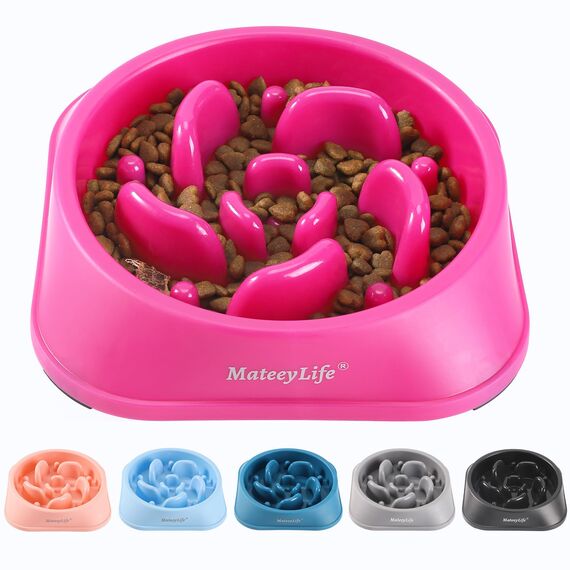 Mateeylife Hundenapf, Anti Schling Napf Hund für MittelgroßE und GroßE Hunde, Slow Feeder Hund FöRdert Eine Gesunde Verdauung,1 Stück Mittlere, Rosenrosa