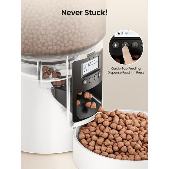 Anykuu Futterautomat Katze & Hund 4L Pet Feeder Cat mit Timer & Portionskontrolle 1-6 Mahlzeiten pro Tag Trockenfutterspender Hunde mit 10s Aufnahmefunktion für Kleine/Mittlere Haustiere