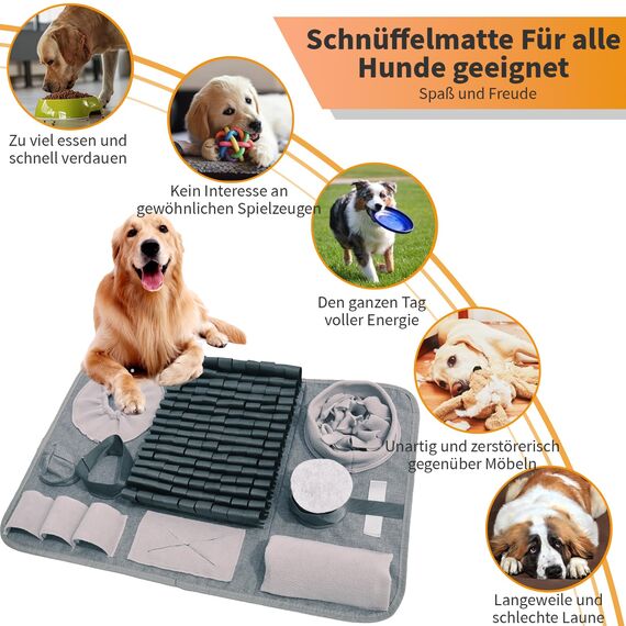 Hund SchnüFfelteppich, Waschbar Trainingsmatte Futtermatte SchnüFfelteppich FüR Hunde Riechen Trainieren Trainingsmatte Gegen Langeweile Und Anregung LangsamfüTterungsunterlage FüR Welpen(66 * 42cm)
