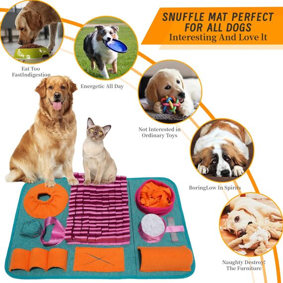 Futtermatte Trainingsmatte Hund SchnüFfelteppich Waschbar Trainingsmatte SchnüFfelteppich FüR Hunde Riechen Trainieren Gegen Langeweile Und Anregung LangsamfüTterungsunterlage FüR Welpen(66 * 42cm)
