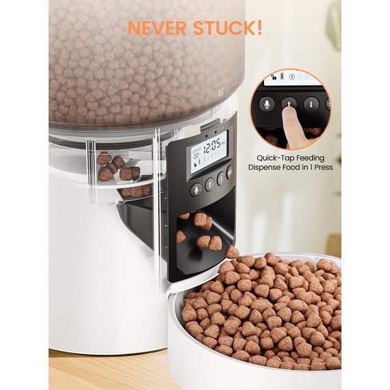 Futterautomat Katze 4 L, Katzenfutter Automat mit Timer 1-6 Mahlzeiten/Tag, Automatischer Futterspender für Katzen & Hunde, Pet Feeder Cat mit Sprachaufnahme 10 Sekunden für kleine/mittlere Haustiere