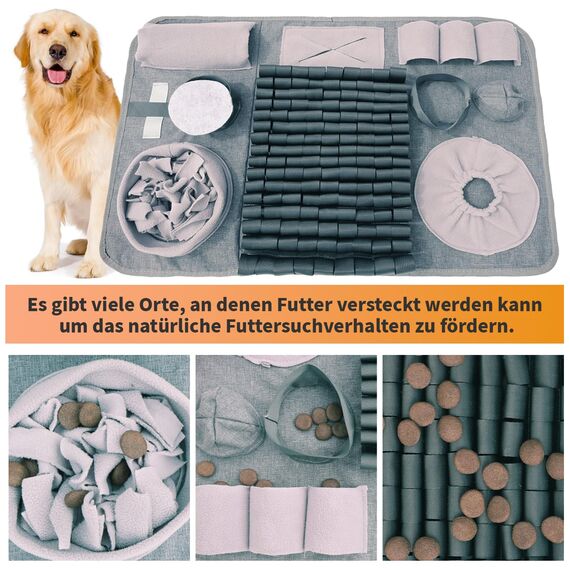 Hund SchnüFfelteppich, Waschbar Trainingsmatte Futtermatte SchnüFfelteppich FüR Hunde Riechen Trainieren Trainingsmatte Gegen Langeweile Und Anregung LangsamfüTterungsunterlage FüR Welpen(66 * 42cm)