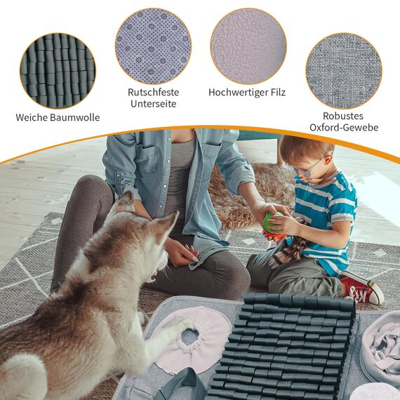 Hund SchnüFfelteppich, Waschbar Trainingsmatte Futtermatte SchnüFfelteppich FüR Hunde Riechen Trainieren Trainingsmatte Gegen Langeweile Und Anregung LangsamfüTterungsunterlage FüR Welpen(66 * 42cm)