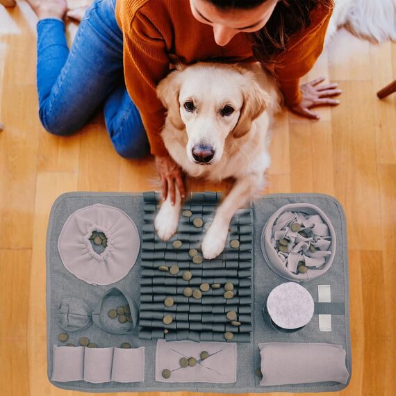Hund SchnüFfelteppich, Waschbar Trainingsmatte Futtermatte SchnüFfelteppich FüR Hunde Riechen Trainieren Trainingsmatte Gegen Langeweile Und Anregung LangsamfüTterungsunterlage FüR Welpen(66 * 42cm)