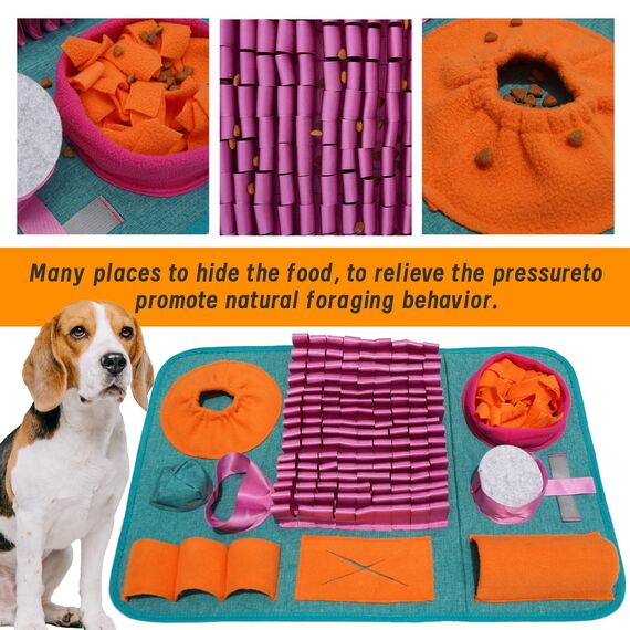 Futtermatte Trainingsmatte Hund SchnüFfelteppich Waschbar Trainingsmatte SchnüFfelteppich FüR Hunde Riechen Trainieren Gegen Langeweile Und Anregung LangsamfüTterungsunterlage FüR Welpen(66 * 42cm)