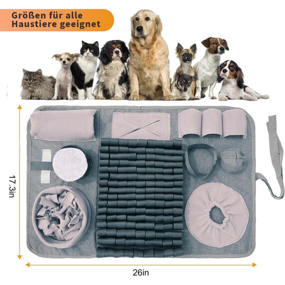 Hund SchnüFfelteppich, Waschbar Trainingsmatte Futtermatte SchnüFfelteppich FüR Hunde Riechen Trainieren Trainingsmatte Gegen Langeweile Und Anregung LangsamfüTterungsunterlage FüR Welpen(66 * 42cm)