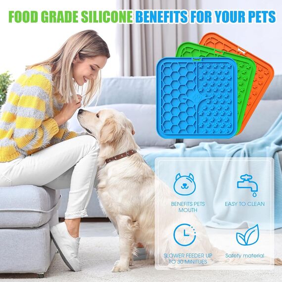 Schleckmatte Hund, Premium Leckmatte Hund mit Saugnapf für Linderung von Hundeangst, Leckmatte für Hunde für Baden, Pflegen und Training für Welpen