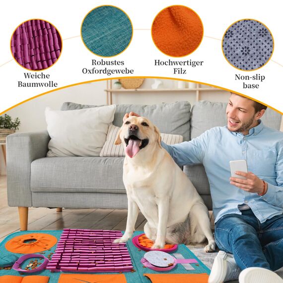 Futtermatte Trainingsmatte Hund SchnüFfelteppich Waschbar Trainingsmatte SchnüFfelteppich FüR Hunde Riechen Trainieren Gegen Langeweile Und Anregung LangsamfüTterungsunterlage FüR Welpen(66 * 42cm)