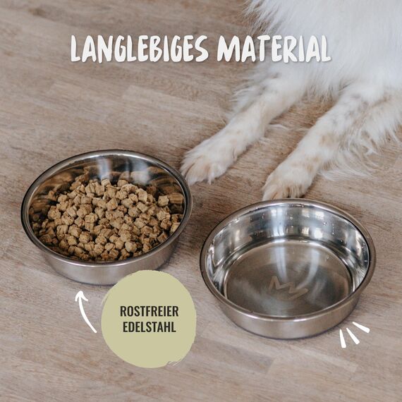 Rudelkönig Hundenapf Edelstahl - 2er Pack - 900ml Napfset - Rutschfester Hunde Fressnapf - Spülmaschinenfester Futternapf Hund - Hundenapf kleine und mittelgroße Hunde