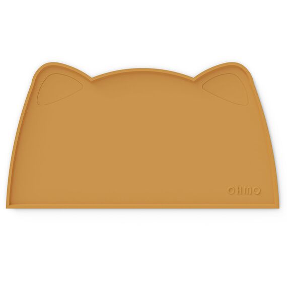 OHMO Napfunterlage für Kleine Hunde und Katze, Unterlage für Katzennapf, rutschfeste Futterunterlage aus Silikon, Wasserdicht, Honig 52x30cm