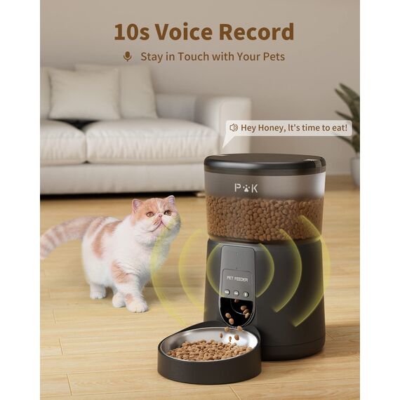PUPPY KITTY Futterautomat Katze & Hund, 2,4 G WiFi intelligenter Katzenfutter Automat mit Edelstahlnapf für Trockenfutter, App-Steuerung, Sprachaufzeichnung, 1-10 Mahlzeiten pro Tag
