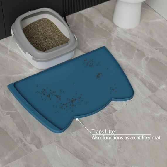 OHMO Napfunterlage für Hunde und Katze, 60x38cm, Unterlage für Katzennapf, rutschfeste Futterunterlage aus Silikon, Wasserdicht