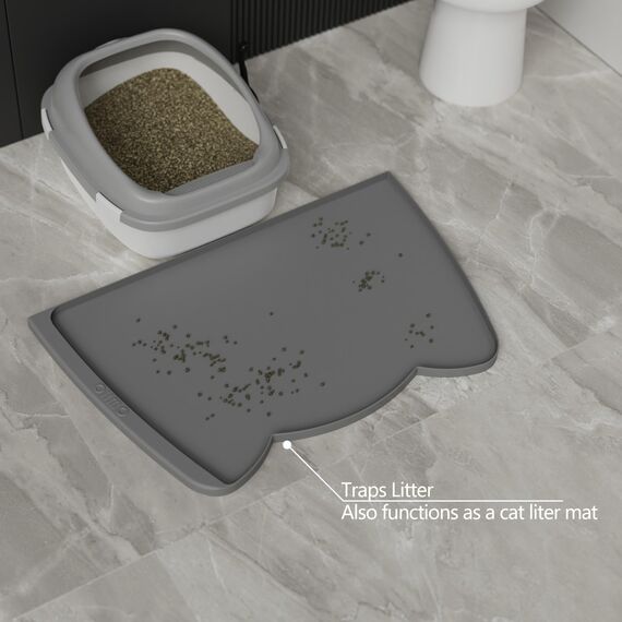 OHMO Napfunterlage für Hunde und Katze, 60x38cm, Unterlage für Katzennapf, rutschfeste Futterunterlage aus Silikon, Wasserdicht