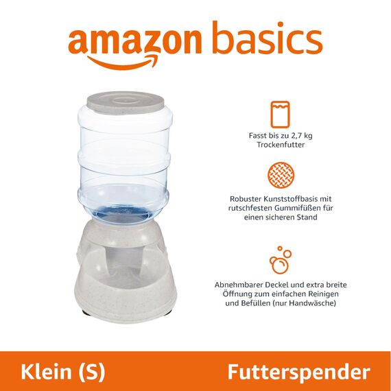 Amazon Basics Futter- und Wasserspender für Haustiere, Futterstation, Größe S, Transparent