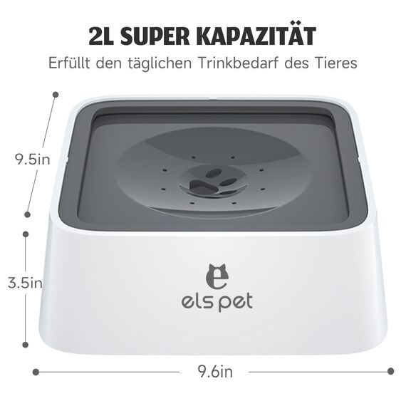 ELS PET Wassernapf für Hunde: 2L Auslaufsicher Trinknapf Reisenapf, rutschfest Katzen Hund Haustiere Hundenapf Anti-Schwapp Wasserspender für Haustiere & Innen & Draußen & Auto