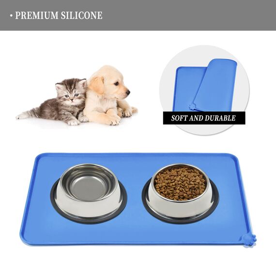 Reopet Silikon-Futtermatten für Haustiere - wasserdichte Hunde- und Katzenplatzmatten mit erhöhten Rändern - Hunde- und Katzennapfmatten - Wählen Größen