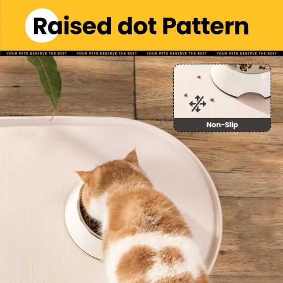 Conlun Napfunterlage Hund,1,2cm Hohe Ränder Futtermatte Katzen zur Vermeidung von Verschüttungen,BPA-Freie Silikonmatte mit Rand Gummi-Hundenapf Unterlage für Futter-und Wassernäpfe(Taupe,81x51cm)