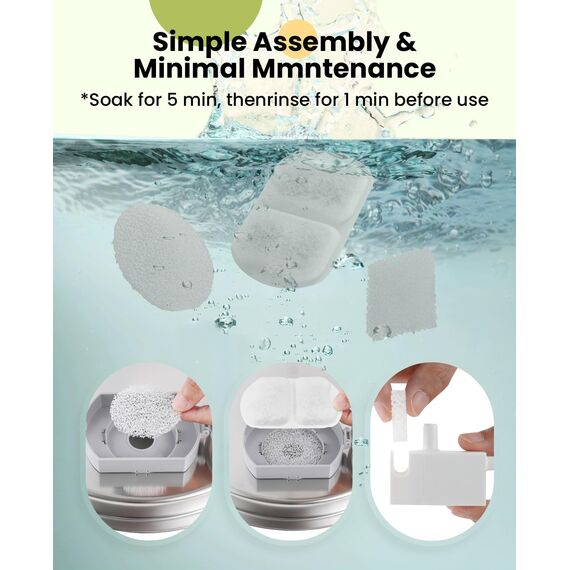 oneisall 8 Packung Ersatzfilter für 7L Hundebrunnen Trinkbrunnen Edelstahl, Wasserbrunnen für Katz, 3 Filtersystem