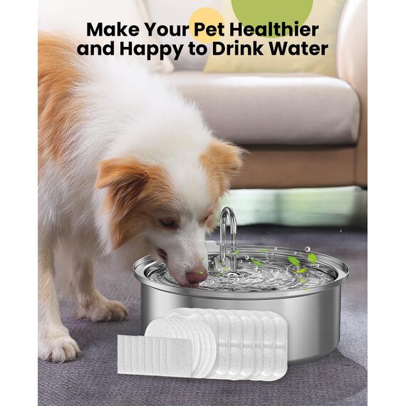 oneisall 8 Packung Ersatzfilter für 7L Hundebrunnen Trinkbrunnen Edelstahl, Wasserbrunnen für Katz, 3 Filtersystem
