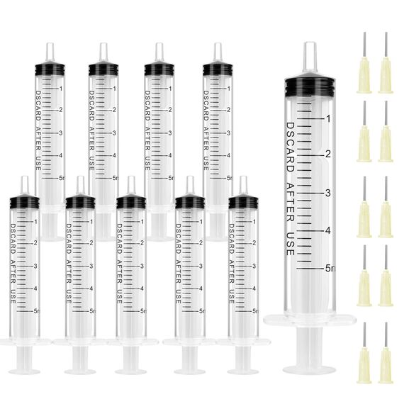 OFFCUP Spritzen-Set mit stumpfer Nadel, 10pcs Spritze 5ml und Kanüle, Plastiktube Einwegspritzen Kunststoff Spritze für Flüssigkeiten, Hobby, Modellbau und Heimwerk