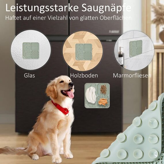 Wingcases-Schleckmatte Hund & Katze, 2 Stück Leckmatten 100% Silikon-Welpen- mit Saugnäpfen. Lindert Angst und Langeweile, leicht zu reinigen, (Hellgrün & Asche)