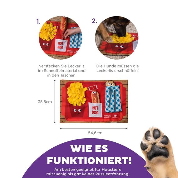 Outward Hound Nina Ottosson Activity Matz Fast Food Fun - Spielmatte für Hunde - plüschig & unterhaltsam