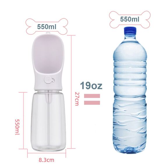 Trinkflasche für Hunde, Wasserspender, Pet, Antibakteriell, für Hundefutter, Reisebecher, Trinkflaschen-Napf, zum Trinken im Freien, Tasse+Hundefutter, 550 ml