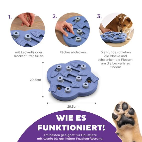 Outward Hound Nina Ottosson Dog Hide N' Slide - Interaktives Hundespielzeug für Leckerlis - Lila