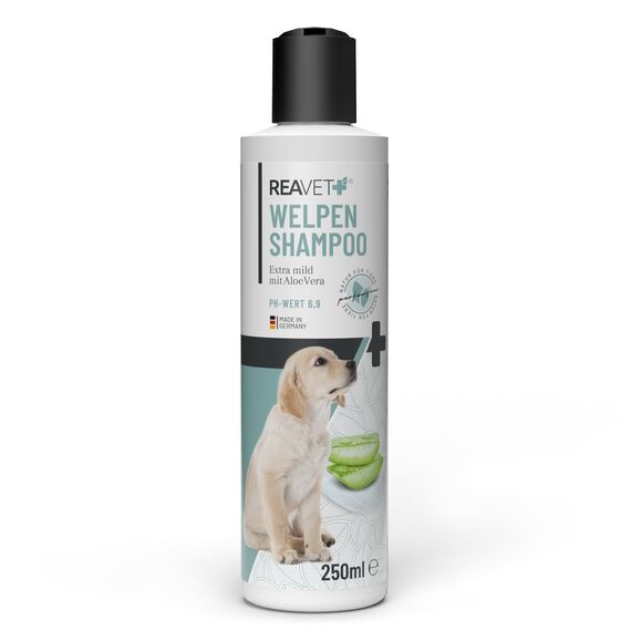 ReaVET Welpenshampoo Aloe Vera 250ml – extra mild für Hunde Welpen I Hundeshampoo, Shampoo für Hunde - glänzendes & leicht kämmbares Fell, Parfumfrei, Hundeshampoo Sensitiv