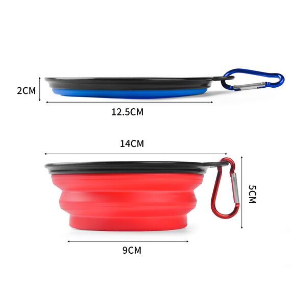 ZUOFENG Reisenapf Napf für Hunde und Katzen, 2 Sets Faltbarer Silikon Hundenapf Reisen Futter Tragbarer Wassernapf Trinknapf Futternapf für Haustiere