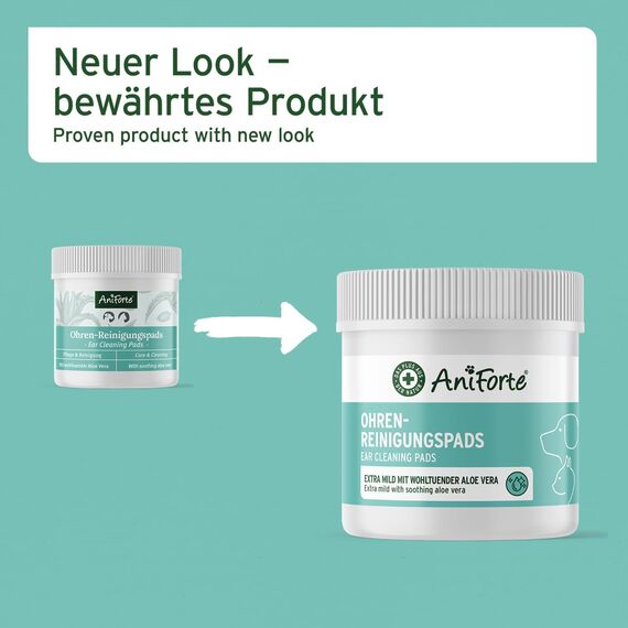 AniForte Ohren Reinigungspads für Hunde & Katzen 100 Stück – Besonders weiche & milde Reinigungstücher für die Ohrenhygiene, sanfter Ohrenreiniger zur Pflege & Reinigung